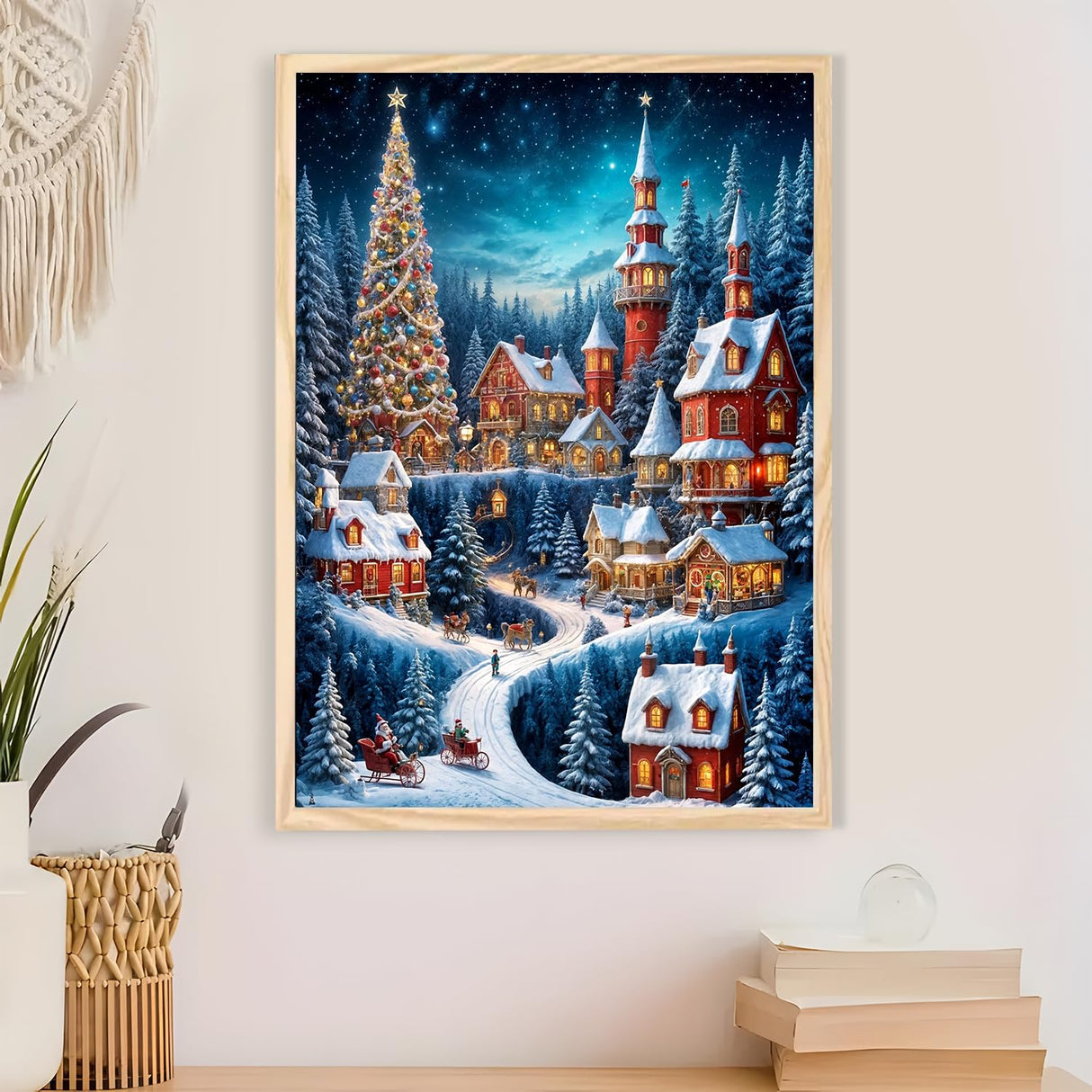 Winter Castle House Diamond Art Painting Kits for Adults, Christmas Diamond Painting Kits for Adults Beginners, 5D DIY Full Drill Diamond Dot Gem Art Kits for Adult, Home Wall Decor 11.8x15.7 Inch AWLNKMC