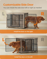 Feandrea Dog Crate Furniture, 43.3" Side End Table, Modern Kennel for Dogs Indoor up to 80 lb, Heavy-Duty Dog Cage with Enclosed Base, Double-Door Dog House, Heather Greige UPFC024G01 Feandrea