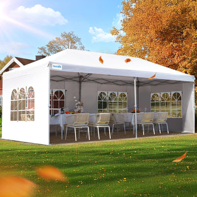 Quictent 10x20 ft Pop up Canopy with Sidewalls Easy up Canopy Tent Instant Shelter with Windows for Outdoor Event Party