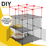 Eiiel 3-Tier Cat Cage Indoor Enclosure DIY Cat Playpen Catio Detachable Metal Wire Kennels 2Lx2Wx3H Crate Large Exercise Place Ideal for 1-2 Cats, Black Eiiel