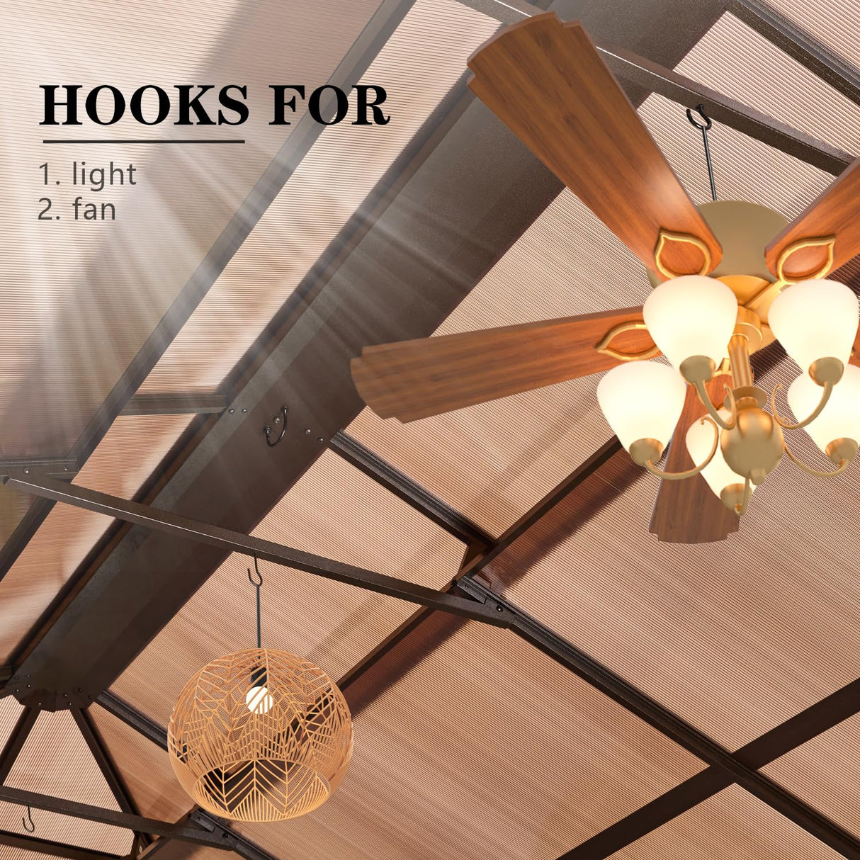 YOLENY 12'x20' Hardtop Gazebo, Outdoor Polycarbonate Double Roof Canopy, Aluminum Frame Permanent Pavilion with Curtains and Netting, Sunshade for Garden, Patio, Lawns YOLENY