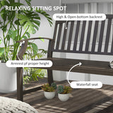 Outsunny 46" Brown Metal Garden Bench with Wood-Look Slatted Frame for Patio and Yard Outsunny
