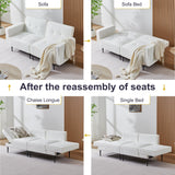 Furnify Small Loveseat for Living Room, 67" Sleeper Sofa Couch, Modern Futon with Adjustable Backrest, Comfy Two Seater Sofa for Bedroom Apartment Office, Teddy Fleece Fabric - White Furnify