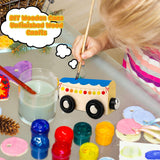 Hoarost 18 Pack Unfinished Wooden Cars Unpainted Magnetic Wood DIY Crafts Trains Car for DIY Craft Activities Birthday Gift (Color Set 1) Hoarost