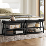 YATINEY Shoe Bench, 3-Tier Shoe Rack, Entryway Bench with Storage and Cushion, for Hallway, Foyer, Bedroom, Black HX02BB YATINEY