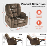 MCombo Oversized Power Lift Recliner Chair Sofa with Massage and Heat for Elderly People Petite, USB Ports, Side Pockets, Fabric R7561 (Brown, Small-Oversize) MCombo
