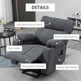 HOMCOM Electric Power Lift Chair Recliners for Elderly, Oversized Living Room Recliner Chair with Remote Control, Cup Holders, and Side Pockets, Dark Gray HOMCOM