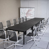 Bonzy Home Conference Tables 16ft Office Computer Desk for Meeting Room Study Writing Printer Table Meeting Seminar Table for 20 People Modern Black 8PCS (188.8"x47.2"x29.5", Black) Bonzy Home