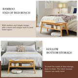 Nnewvante Bamboo Entryway Bench, 33.46" End of Bed Bench for Bedroom, 2 Tier Modern Indoor Bench for Living Room, Dining Room, Hallway, Holds up to 300lbs Nnewvante