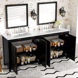 72" Double Sink Bathroom Vanity with Double Sink Set, Wood Modern Bathroom Vanity with Double Sink and Doors,(Mirror not Included) Virubi