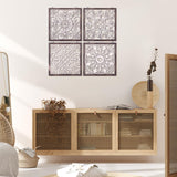 Tatuo 4 Pcs Wood Wall Art Wall Decor Farmhouse Wall Decor for Living Room Wooden Decorative Wood Panels Modern Wall Plaque for Home Kitchen Dining Room(Brown, White,Square) Tatuo