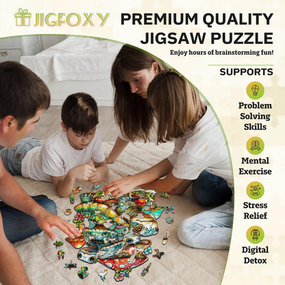 Jigfoxy Wooden Puzzles for Adults, Sea Turtle Family Wood Puzzles Adult, Unique Animal Shape Wooden Jigsaw Puzzles, Birthday Gifts for Puzzles Lovers Family Friend (S-8.5 * 7.9in-90pcs)