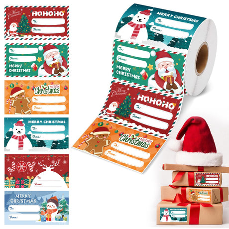 500 PCS Christmas Gift Tags, Christmas Name Tags Stickers, Self-Adhesive Labels for Presents, Bags, Boxes, Wrapping Paper Christmas Decorations Sensrola