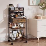 Homsorout Art cart, 3 Tier Rolling Cart - Utility Cart with Storage Drawer and Wheels, Versatile Art & Craft Organizer for Home, Office, or Studio Ideal for Storing Brushes, Paints （Brown） Homsorout