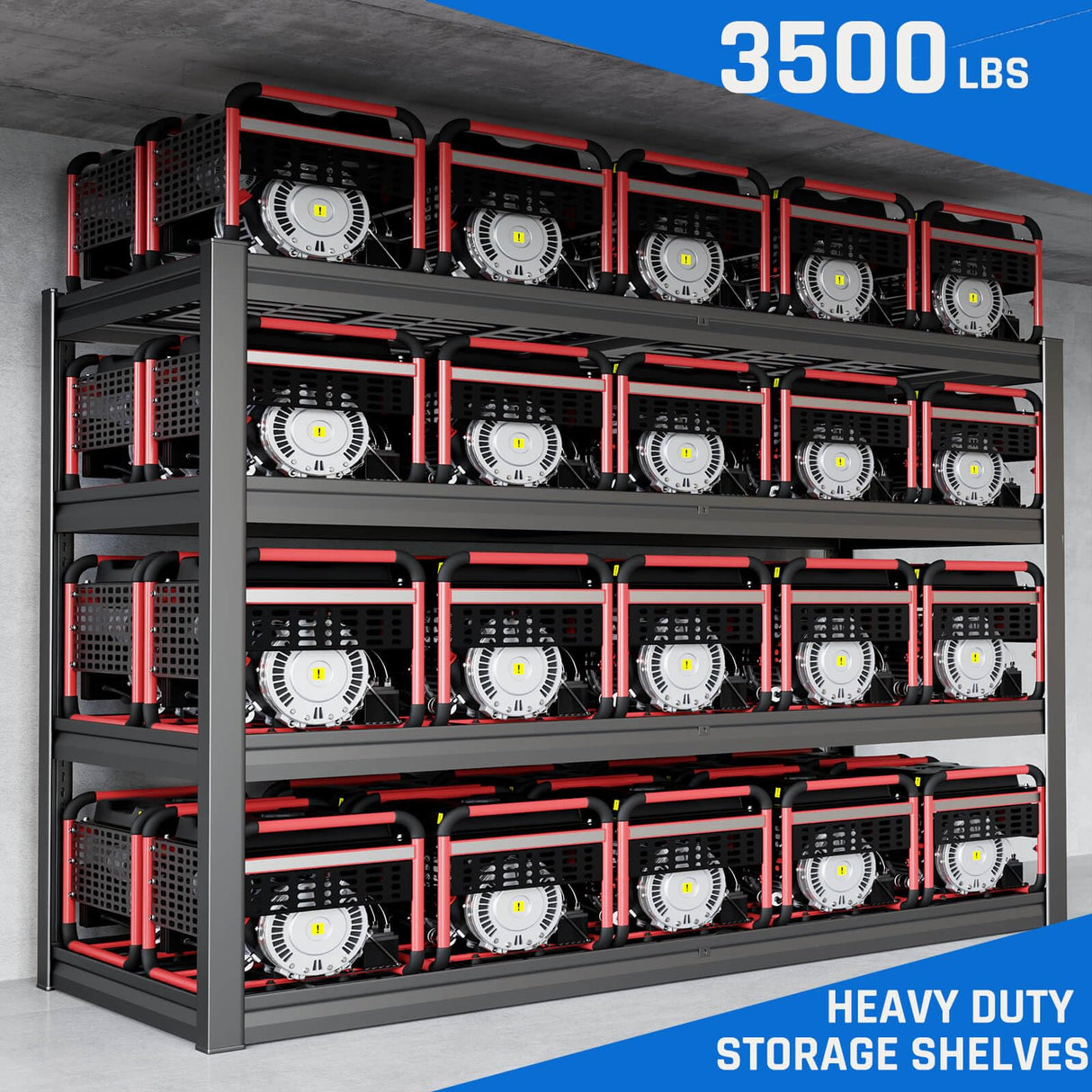 PMKES 62" W Garage Shelving Heavy Duty, 4 Tier Garage Shelves, 27" D Adjustable Storage Shelving Unit, Commercial Metal Shelf for Warehouse, Pantry, School, Shop, 62" Wx27 Dx62 H PMKES