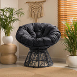 Outvita 40" Swivel Wicker Papasan Chair with Thick Tufted Cushions, High Capacity Frame, 360 Degree Rotatable Chairs for Indoor Outdoor Use, Black Outvita