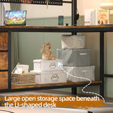 Full Size Loft Bed with U-Shaped Desk, Industrial Heavy Duty Full Loft Bed Frame with Pegboard & Mesh Shelf, RGB Lights, Bunk Loft Beds with Power Outlet, 3 Storage Drawers, Safety Guard & Ladder CSZZD