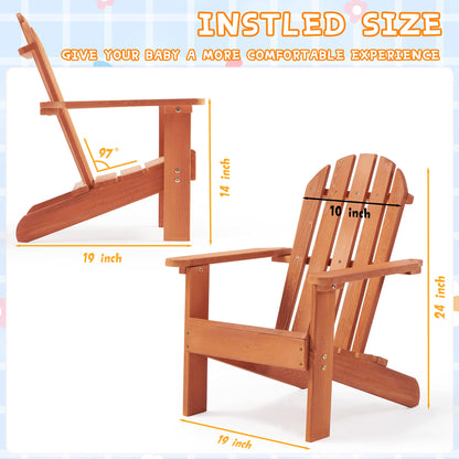 Wooden Kid's Adirondack Chair for Indoor and Outdoor, Natural Cedar Patio Lounge Chiar for Kids