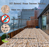 Decking Natural Pebble Interlocking Floor Patio Tiles, Indoor & Outdoor Interlocking Tiles 12"x12" 6pcs - A Great Upgrade Option for Garden Patio Path (Khaki) TEASFUSION