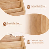 Woodtoe Kids Montessori Bookshelf with Chalkboard & Storage - Natural Wood Bookcase for Early Reading Woodtoe