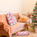 Anglechic 3 Pcs Christmas Pillows Decorative Throw Pillows Candy Merry Christmas Tree Stuffed Wool Soft Xmas Plush Cushion for Sofa Couch Bedroom Living Room(Pink) Anglechic