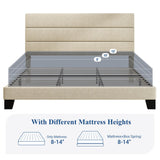 Allewie King Size Upholstered Bed Frame with Wooden Slats - No Box Spring Required, Easy Assembly in Beige Allewie