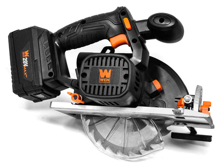 WEN Cordless Circular Saw, 6.5-Inch Blade with 20V Max 4.0 Ah Lithium-Ion Battery and Charger (20625) WEN