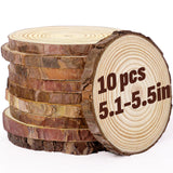 FUMILE Unfinished Natural Wood Slices 5.1-5.5 Inch, 10 PCS Round Wooden Discs with Tree Bark, Wood Slices for Centerpieces for Handmade Crafts, Wood Circles for Rustic Wedding Decoration FUMILE
