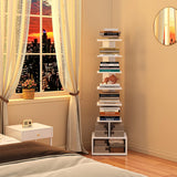 TUTOTAK Narrow Bookshelf, Vertical 8-Tier Bookcase, Spine Book Shelf for Small Space, Small Standing Shelf for Living Room, Office, Study, Entryway, White BS07BW008 TUTOTAK