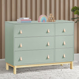 babyGap Legacy 6 Drawer Dresser with Leather Pulls and Interlocking Drawers by Delta Children - Greenguard Gold Certified, Sage Green w/Natural Delta Children