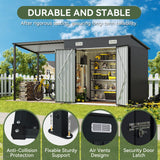 Aoxun 6x4FT Outdoor Storage Shed & Hardtop Gazebo Combo, 12x4FT Metal Lean to Shed with Open-Sided Pergola, Durable Garden Tool Shed for Patio, Backyard, Deck Aoxun