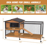Rabbit Hutch Bunny Cage Strong Iron Frame Rabbit Cage Indoor and Outdoor Chicken Coop with Casters Waterproof Roof, Great for Rabbit,Bunny,Guinea Pig,Chickens. GUTINNEEN