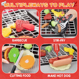 Bstoyder Kids Play Kitchen Toys, Kids BBQ Grill Kitchen Playset with Smoke, Sound & Light, Pretend Play Food Toys Cooking Set, 2-Layer Barbecue Outdoor Play Grill Toy Gift for Toddler Boys Girls 3-5 Bstoyder
