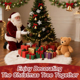 RAINFLOW 36" Christmas Tree Skirt - Faux Fur White Christmas Tree Skirts, Plush Velvet Xmas Decoration Indoor for Home Farmhouse Shop Restaurant School Holiday Party RAINFLOW