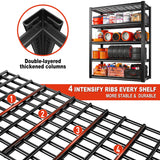 REIBII Garage Shelving Heavy Duty Loads 2500LBS 40" W Garage Storage Shelves Heavy Duty Shelving 72"H Adjustable Metal Shelving for Storage Rack 5 Tier Industrial Utility Shelf, 40"Wx18"Dx72"H, Black REIBII