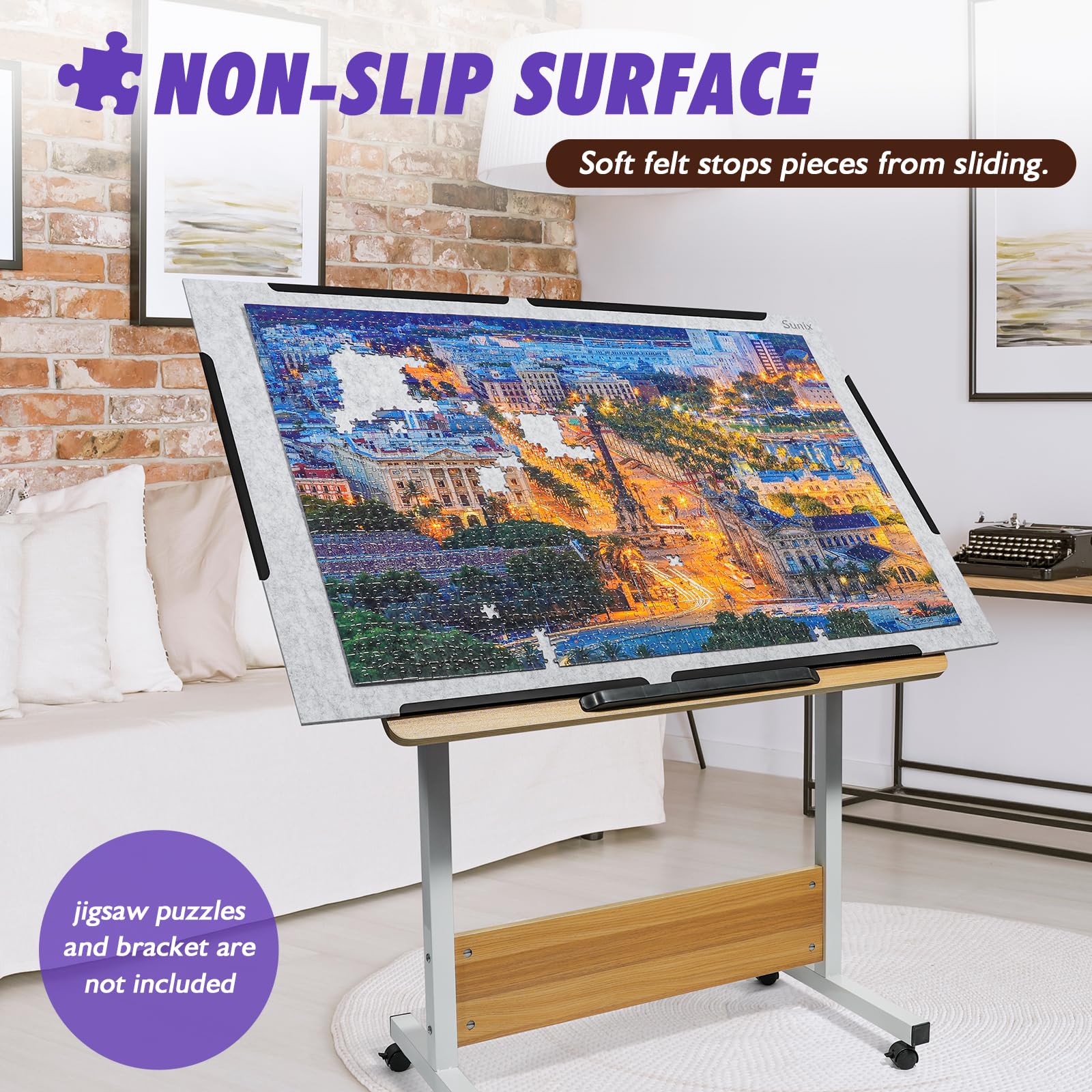 Sunix 2000 Pieces Jigsaw Puzzle Board, Foldable Puzzle Mat with Non-Slip Surface, 4 Sorting Trays, 46" x 31" Extra Large Portable Puzzle Board Puzzle Keeper, Felt Puzzle Table Top for Adults  - WoodArtSupply