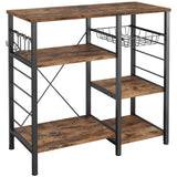 IRONCK Industrial Kitchen Baker’s Rack, Kitchen Island Utility Storage Shelf, Coffee Bar Microwave Stand with 6 Hooks, Metal Frame, Simple Assembly, Vintage Brown IRONCK