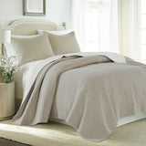 Levtex Home Cross Stitch Reversible King/Cal King Quilt Set (106x92in) and 2 Pillow Shams (36x20in) - Stitch Texture - Taupe - Cotton King Size Quilt Bedding Set - Lightweight Soft Pre-Washed Levtex Home