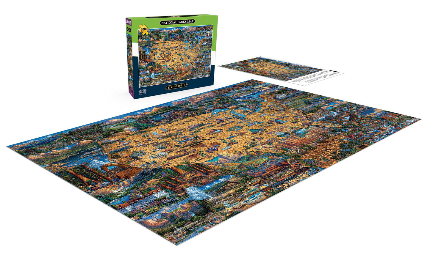 Buffalo Games - Dowdle - National Parks Map - 2000 Piece Jigsaw Puzzle for Adults Challenging Puzzle Perfect for Game Nights - Finished Size 38.50 x 26.50 - WoodArtSupply