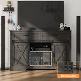 RoyalCraft 52'' Wine Bar Cabinet with Storage, Farmhouse Liquor Coffee Bar Cabinet for Home, Large Buffet Table with Drawers, Sliding Barn Door, Wine & Glass Rack, Dining Room, Rustic Dark Grey RoyalCraft