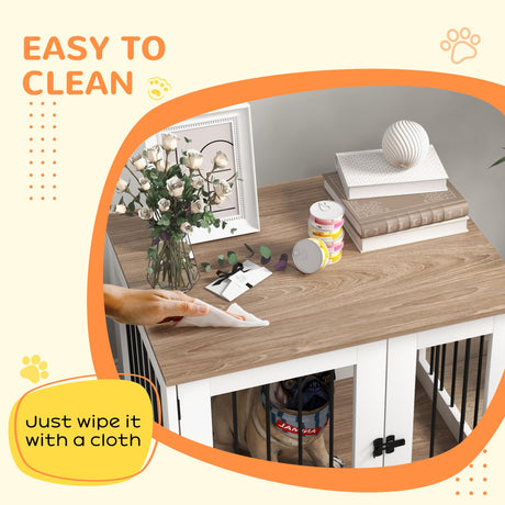 PawHut Dog Crate Furniture, Side Table Indoor Dog Kennel, End Table with Lockable Door for Small and Medium Dogs, Walnut Brown PawHut