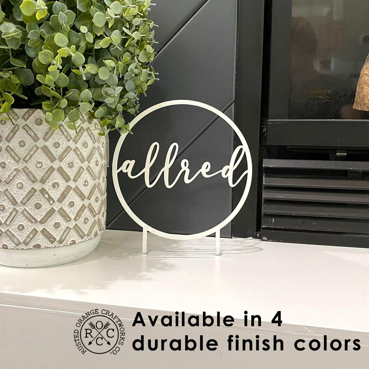 ROCC RUSTED ORANGE CRAFTWORKS CO. Anderson Tabletop or Shelf Personalized Name Sign - freestanding personalized family name sign last name signs for home decor custom name sign standing (4 inch Name Only) ROCC RUSTED ORANGE CRAFTWORKS CO.