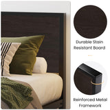 SHA CERLIN Heavy Duty Queen Bed Frame with Headboard and Under-Bed Storage - Black Oak SHA CERLIN