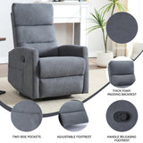 Manual Rocker Swivel Recliner Chair for Adults, 360° Swivel Rocker Recliner Chair, Adjustable Backrest & Footrest for Living Room, Nursery, Home Theater,Small Spaces, 300lb (Grey) Klwenas Maec