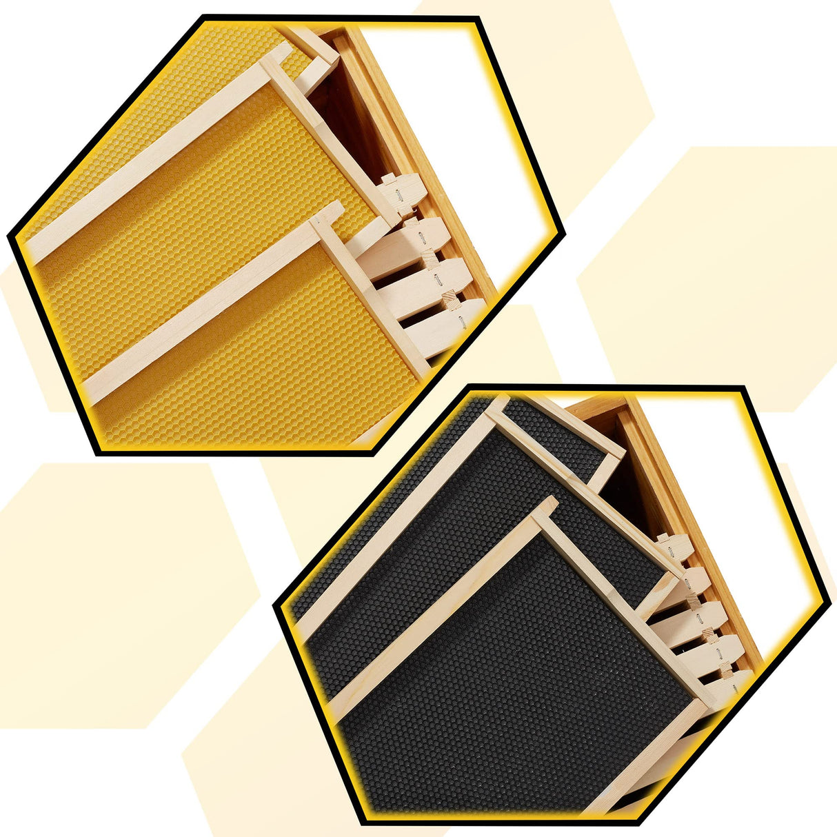 Honey Keeper Beehive 10 Frame Complete Box Kit Coated in 100% Beeswax (Waxed Boxes, 2 Deep and 1 Medium) with Wooden Frames and Waxed Foundations for Langstroth Beekeeping Honey Keeper