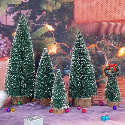 NotiGat Mini Christmas Tree Bottle Brush Christmas Trees with Wooden Bases Christmas Decorations for Party Table top decer Christmas Tree （5pcs）