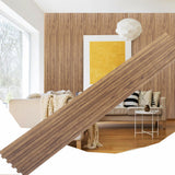 KASARO PS 3D Faux Wood Wall Panels, 16 Pieces Wainscoting Slat Panel for Interior Wall and Ceiling Decor, 47.2 x 4.8 inch Fluted Accents for Living Room, Bedroom, Natural KASARO