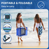 3-in-1 Beach Chair Face Holes, Lounge Chair Outdoor with Folding Side Table, 5-Position Recliner, Lay Flat, Removable Pillow, Heavy Duty, Max 330lbs, Poolside, Patio, Camping, Backyard Striped Blue Yestomo