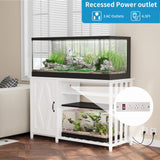 VOWNER 55-75 Gallon Fish Tank Stand, Aquarium Stand with Power Outlets, Cabinet for Fish Tank Accessories Storage, Heavy Duty Metal Frame, Suitable for Fish Tank, Turtle Tank, 1200LBS Capacity, White VOWNER