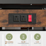 EnHomee Bakers Rack with Power Outlet, Coffee Bar with Storage Cabinet, 6 Tier Microwave Stand, Kitchen Storage Shelf with Side Hooks, Utility Shelf for Kitchen, Rustic Brown EnHomee